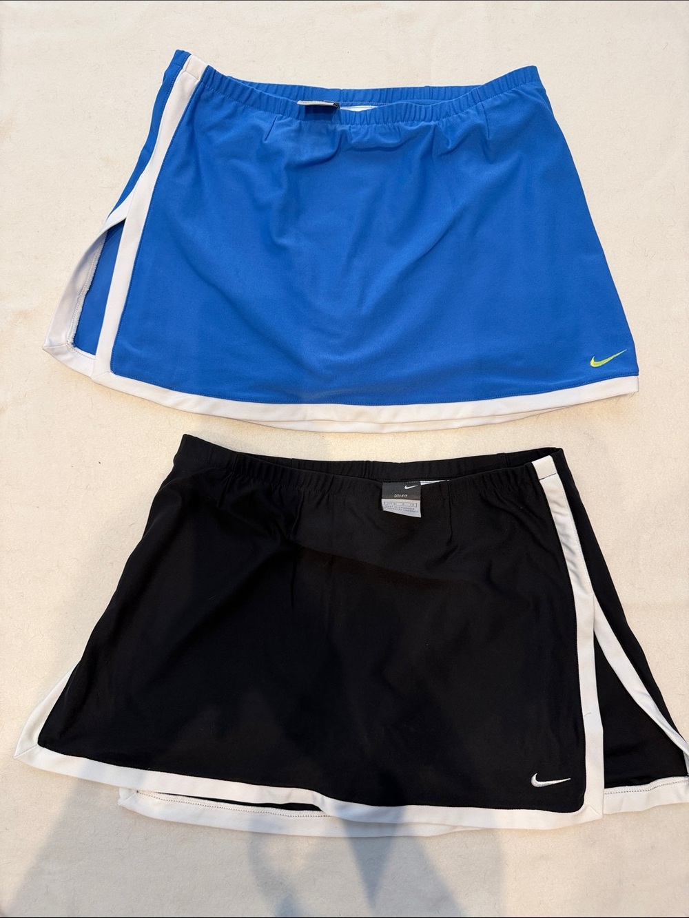 Nike Two-Pack Athletic Skorts in Royal Blue, Black and White Trim